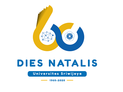 Dies Natalis Sriwijaya University branding drawing flat logo vector