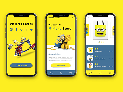 Minions Store_Mobile App despicable me minions minionstore mobile app design mockup onlinestore ui user interface design ux