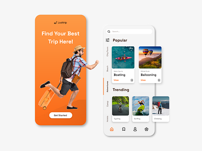 Just Trip _Tourism App Design appdesign branding dailyui design mobileappdesign tourism trip ui ux