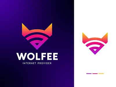 Wolfee logo with Wifi & Wolf W combination design