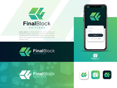 FinalBlock crypto currency Blockchain logo design
