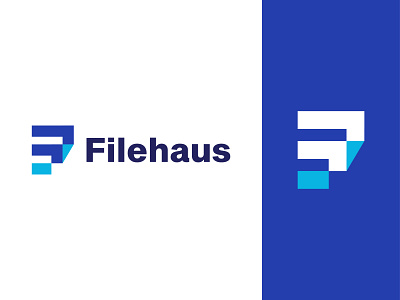 Filehaus logo with file icon & f lettermark logo