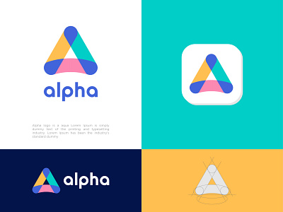 Alpha logo 3 color 99designs a letter logo a lettermark a logo a wordmark alpha aqua best logo designer blue yellow green brand identity branding colorful contest win logo 99designs creative logo gradient logodesign monogram text based logo water drop