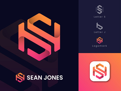 S + J Letter logo design with polygon shape 3d 99designs branding fiverr golden ratio gradient graphic design grid h logo illustration j logo lettermark logo logodesign logomark minimal modern logo monogram s logo wordmark