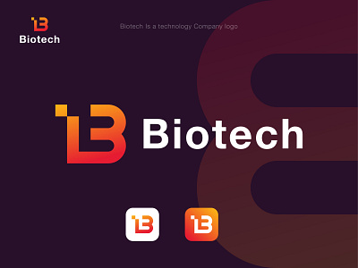 BioTech B & T letter minimalist modern technology logo design