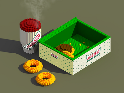 Krispy Lego coffee donuts doughnuts krispy kreme magicavoxel voxel