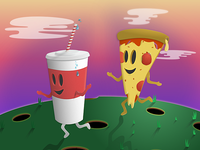 Fast Friends coke fast food illustration pizza