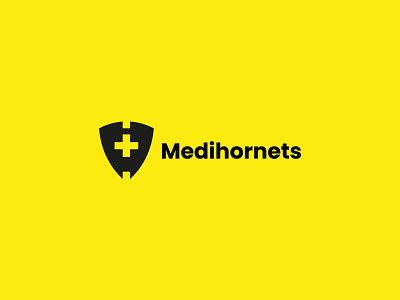 Medihornets bee blackandyellow bold branding flat hornet hornets logo medical warning wasp