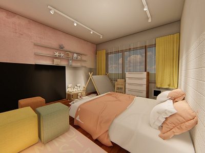 Charming Pastel Baby Bedroom 3d 3d space 3d visualization baby bedroom interior branding interior design interior styling minimalist interior nordic interior pastel interior pink bedroom