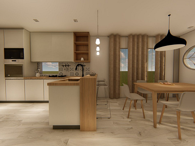 Cozy Nordic Kitchen & Dining Area 3d 3d space 3d visualization cozy interior interior branding interior design interior styling kitchen 3d minimalist interior