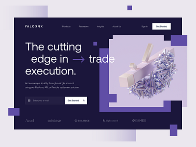 FalconX - Trading Platform bitcoin crypto dark design fintech hero landing minimal trade ui web