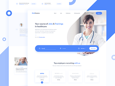 MedCareers - Recruitment in Healthcare 👩🏻‍⚕️ clean design homepage interface jobs landing page minimal recruitment sketch ui ux web