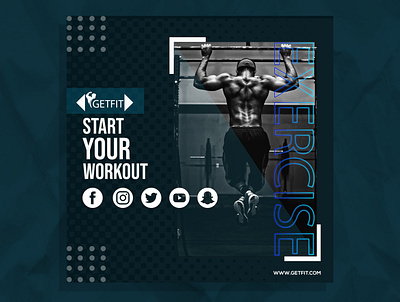 Gym Post Template for Social Media advertising social media ad web media