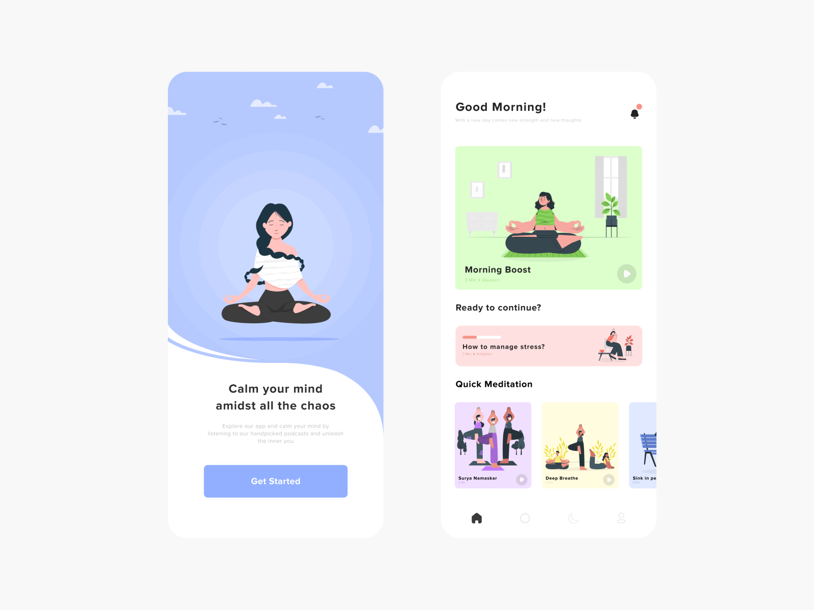 Meditation App UI by Nadhira Ishrath on Dribbble