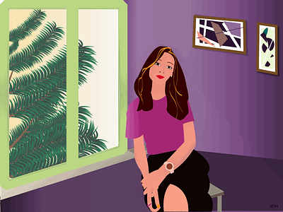 Portrait of a Lady at the Gallery Cafe adobe illustrator cafe cafeteria color design graphicdesign illustration purple