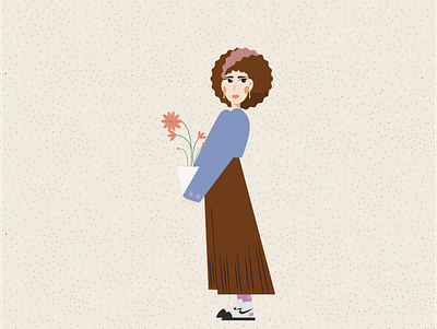 holding FLOWER POT adobe illustrator curly fashion flower flowerpot girl holding illustration