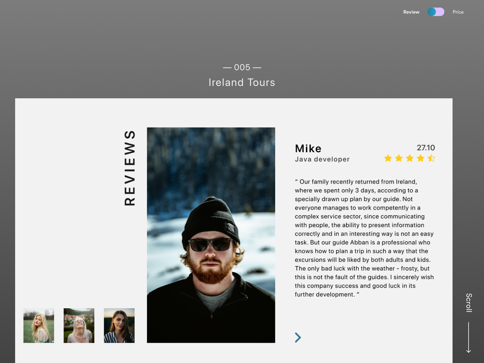 Review page UI/UX design by Margarita Chukalova on Dribbble