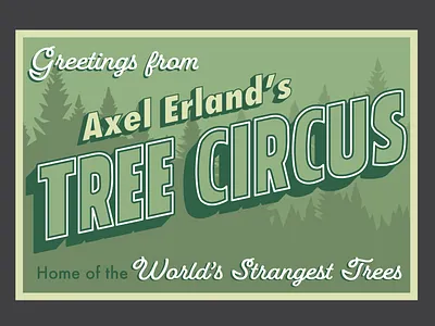 Axel Erland's Tree Circus illustration monochromatic monochrome outdoorsy postcard print trees vintage design weekly warm up weeklywarmup