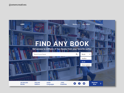 Bookshop landing page design ui ux web website