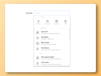 Contact Search with quick filtering UI