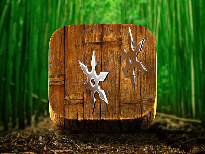 Ninja 3d bamboo icon ios ninja shuriken wood