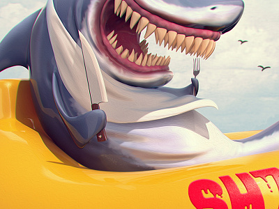 Sharky cartoon cgart digitalart gameart hungry illustration killer shark sharky tomajestic