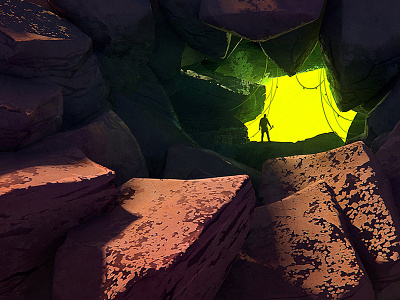 Green Hole 3dartist concept art fantasy game art green illustration mystical secret place