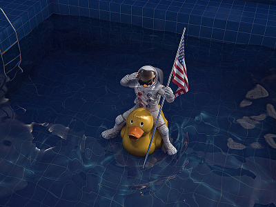 Mission Mars astronaut illustration landing mars nasa pool rubber duck space spacepool water