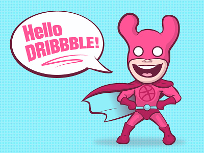 Hello Dribbble! 2d character design comicbook debut hello dribbble invite superhero