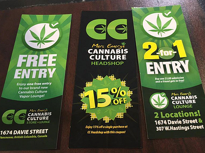 Cannabis Culture Coupons canada cannabis coupon free graphic design marijuana vancouver