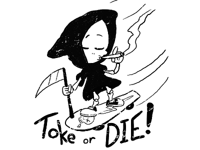 Toke or Die! 2d cartoon character design grim reaper skate skateboarding skull