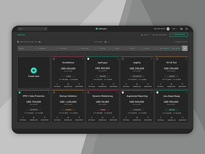 Dashboard Design Project Overview v2 Dark Theme