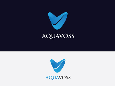 AquaVoss a logo a logo design abstract art black background blue logo branding design dribbble flat graphicdesign icon illustration letter lettering logo v letter v logo water company water logo