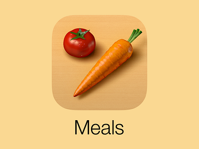 Veggie Meals iOS 7 Icon branding carrot eat food icon ios tomato vegetarian wood