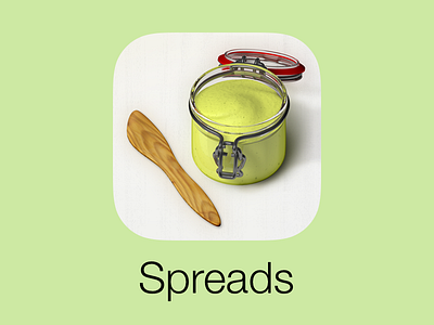 Filibaba Spreads iOS 7 Icon butter knife glass jar lid pesto spread table wood