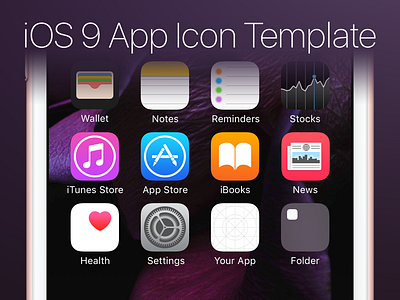 iOS 9 App Icon Template (PSD) app apple watch icon ios ipad template