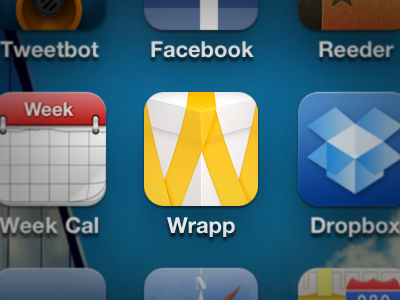 Wrapp iOS icon detail app box branding icon iphone ribbon yellow