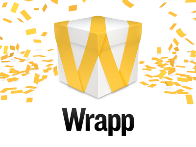 Wrapp is here! android app box brand branding icon iphone logo logotype ribbon wrapp yellow