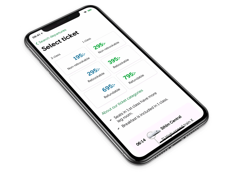 SJ - Select Ticket and Seat app ios seatmap trains transitions