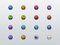 Circular Spectacular CS6 Icon Set 16px acrobat adobe after effects audition bridge creative suite cs6 dreamweaver encore fireworks flash flash builder icons illustrator indesign media encode photoshop prelude premiere speedgate