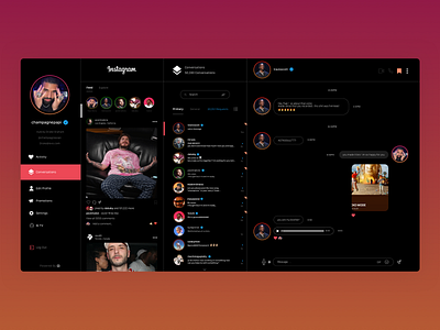 Instagram Desktop Ui - Darkmode inspiration instagram ui ui ux ui design uid uidaily uidesign uidesignchallenge uidesigner uidesignpatterns uidesigns uiux