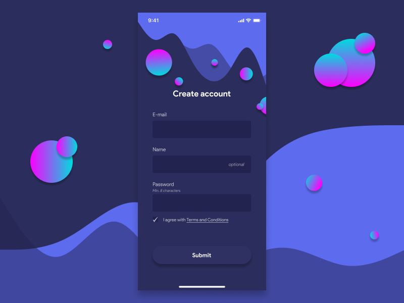 Create account page by Anton Kharytonov on Dribbble