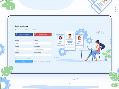 Registration page for employee onboarding platform