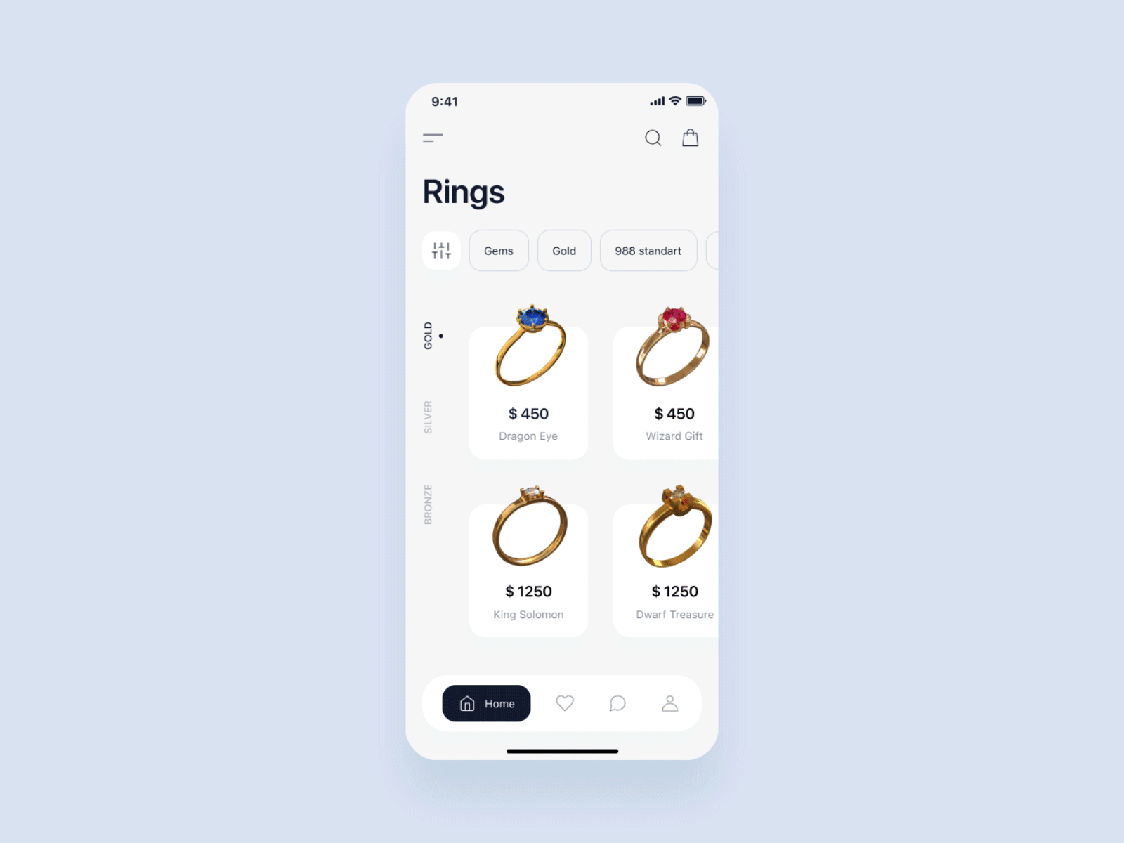 Jewelry Shop App Animation after effects aftereffects animated animated gif animation app design figma design figmadesign jewelry mobile app mobile app design mobile ui motion rings ui ui design uiux user interface user interface design