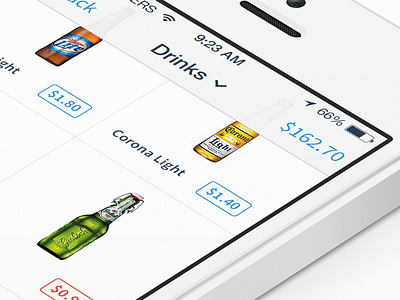 Drinks iOS 7 catalog category flat flat ui ios 7 ios7 menu minimal price ui
