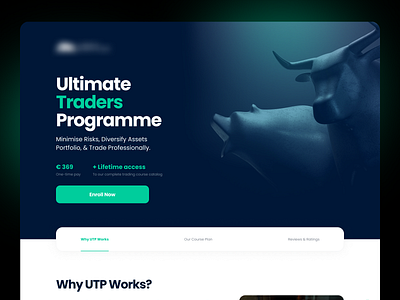 Bull & Bear Landing Page Design dark theme dark ui digital marketing elearning finance fintech glassmorphism gradients graphic design landing page market trading web design