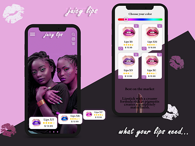 Juicy lips adaptive beauty cosmetics design girls juicy kiss lips lipstick pink purple purple logo web design