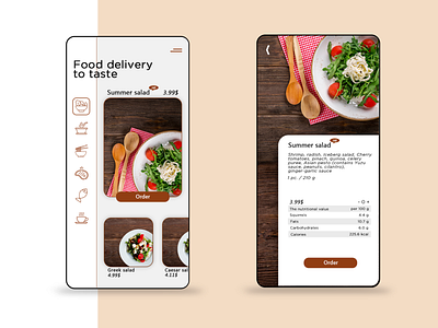 Food delivery adaptive beauty beige breakfast delivery design dinner fashion food food delivery service order salad snack style web design