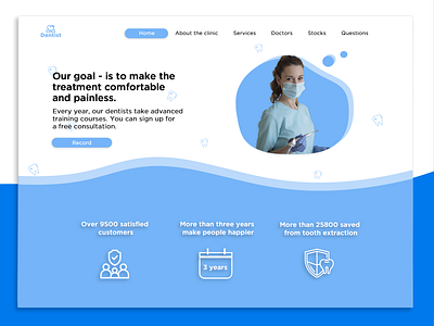 Dentist beauty blue clinic dentistry design doctor fashion health style tooth web design white