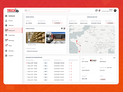 Truck dashboard SaaS (Light Mode)